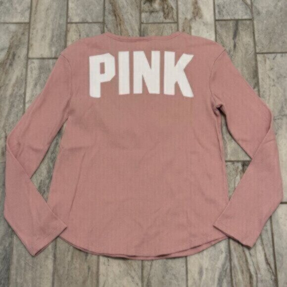 NEW PINK Victoria's Secret Women's Small (Oversized) Pink/White long sleeve top - Picture 4 of 4